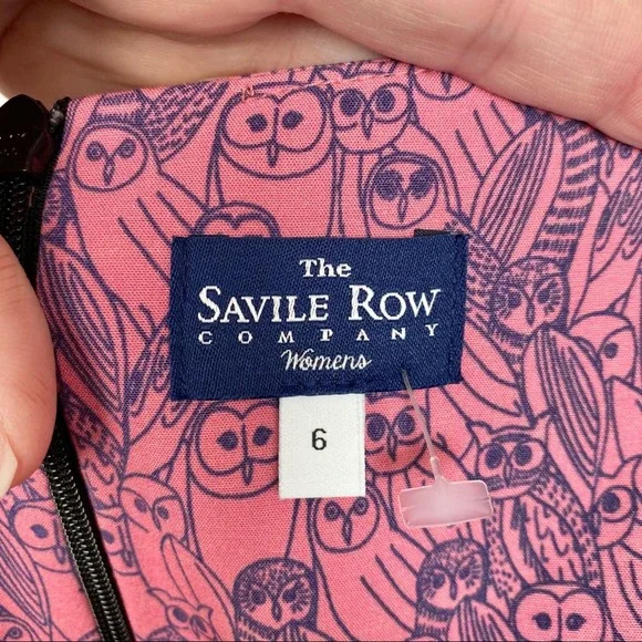 NWOT The Savile Row pink owl print shift dress 6 - Picture 11 of 11
